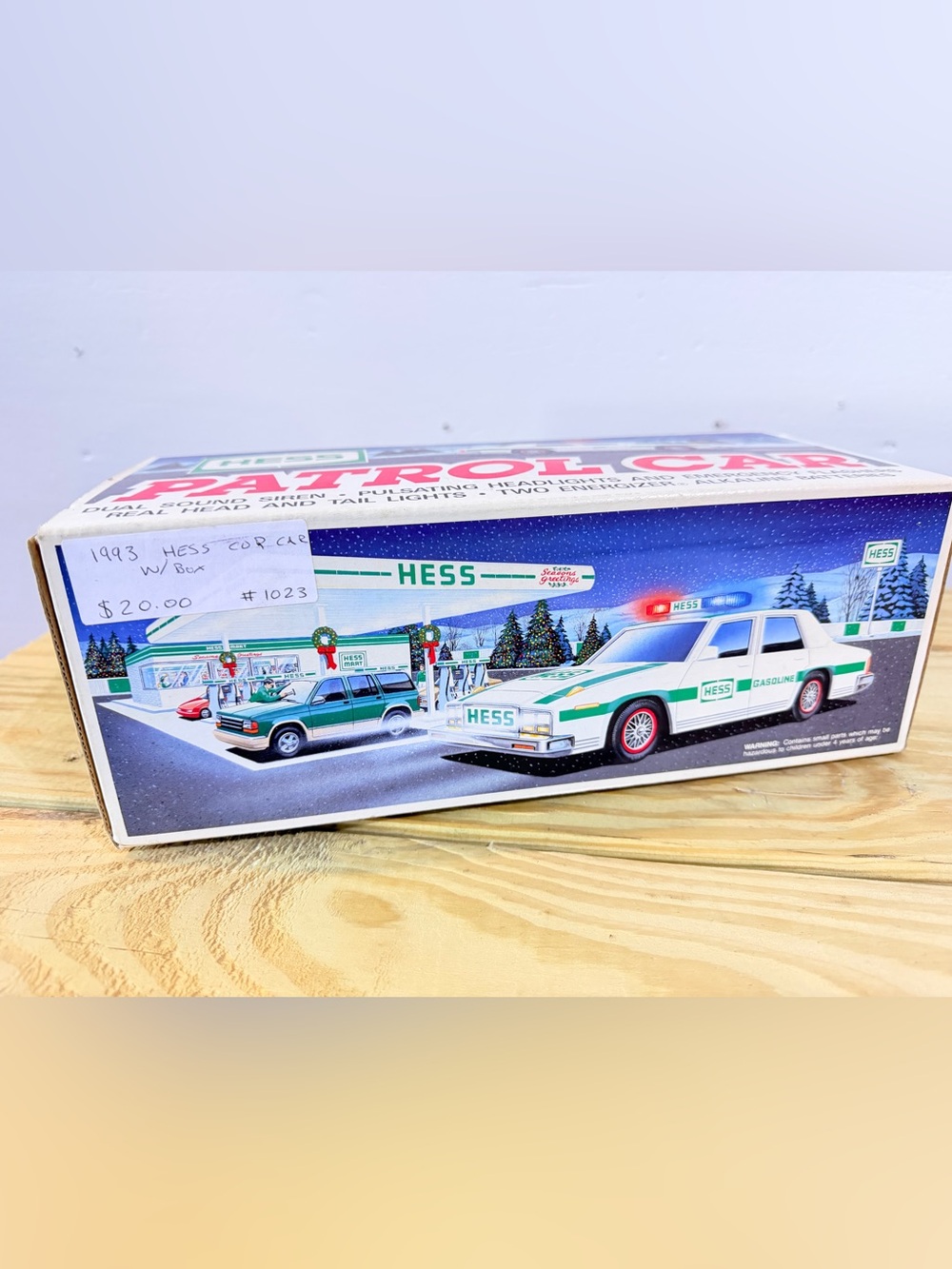 Vintage 1993 HESS Holiday Patrol Car Toy - White and Green